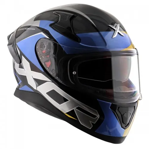 AXOR Apex Chrometech Black Blue Full Face Helmet