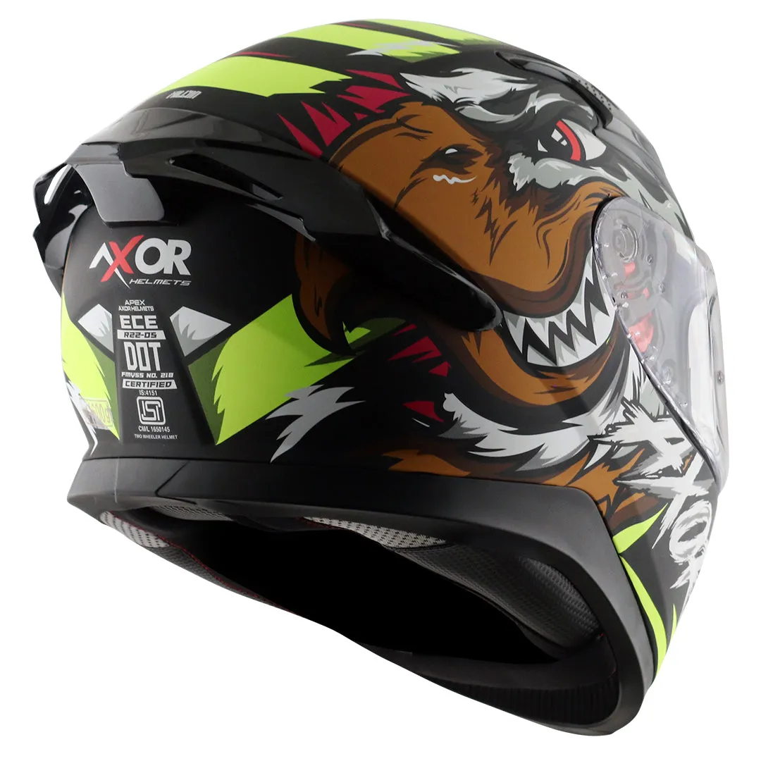 AXOR Apex Falcon Dull Black Neon Yellow Full Face Helmet