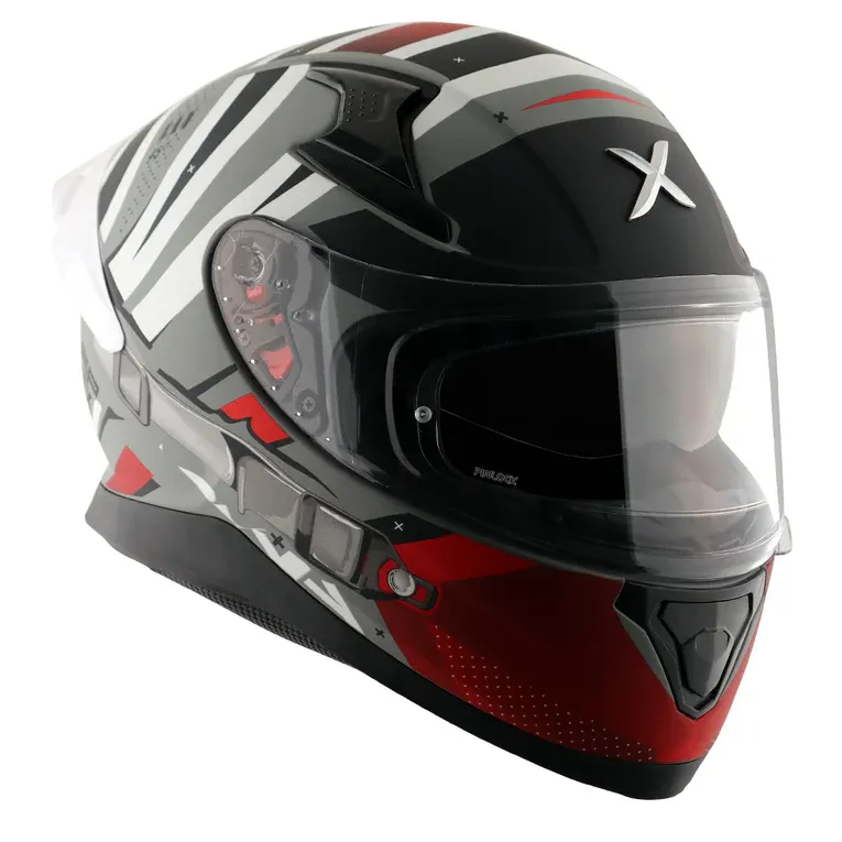 AXOR Apex Hex 2 Dull Cool Grey Red Full Face Helmet