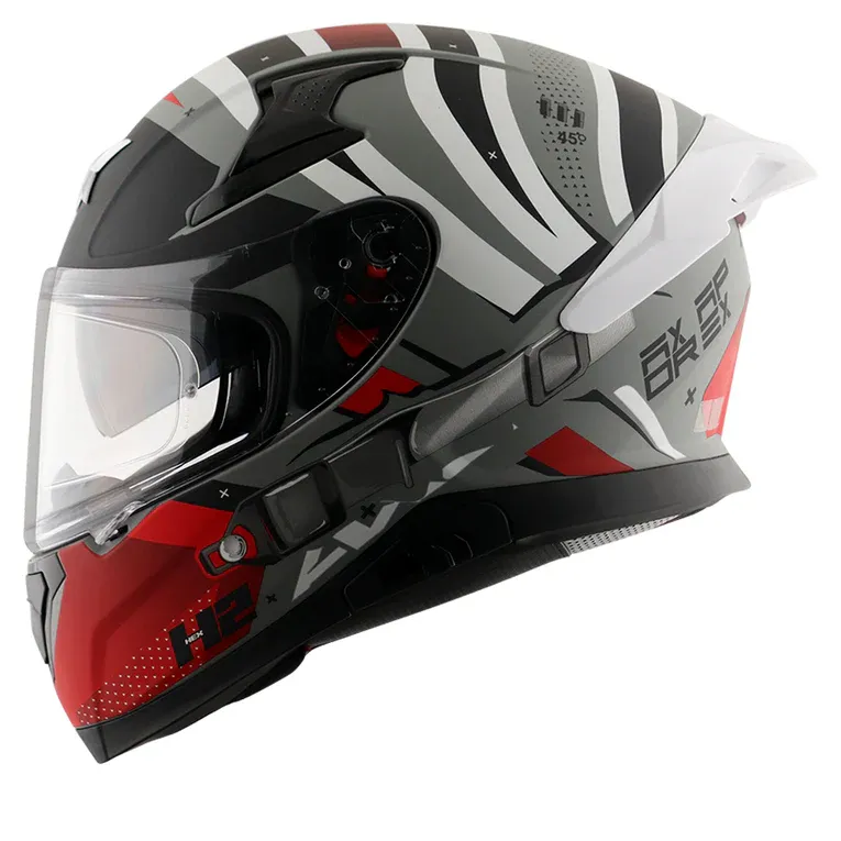 AXOR Apex Hex 2 Dull Cool Grey Red Full Face Helmet