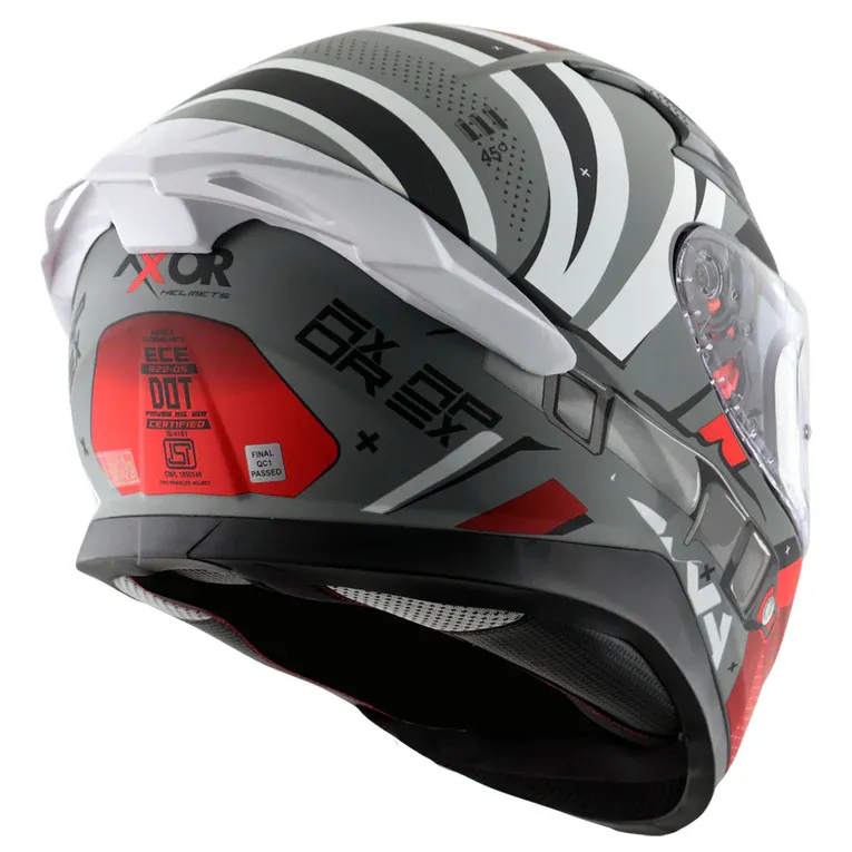 AXOR Apex Hex 2 Dull Cool Grey Red Full Face Helmet