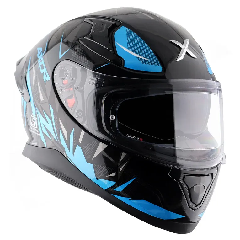 AXOR Apex Hunter Black Neon Blue Full Face Helmet