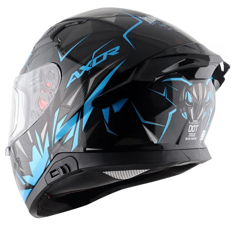 AXOR Apex Hunter Black Neon Blue Full Face Helmet