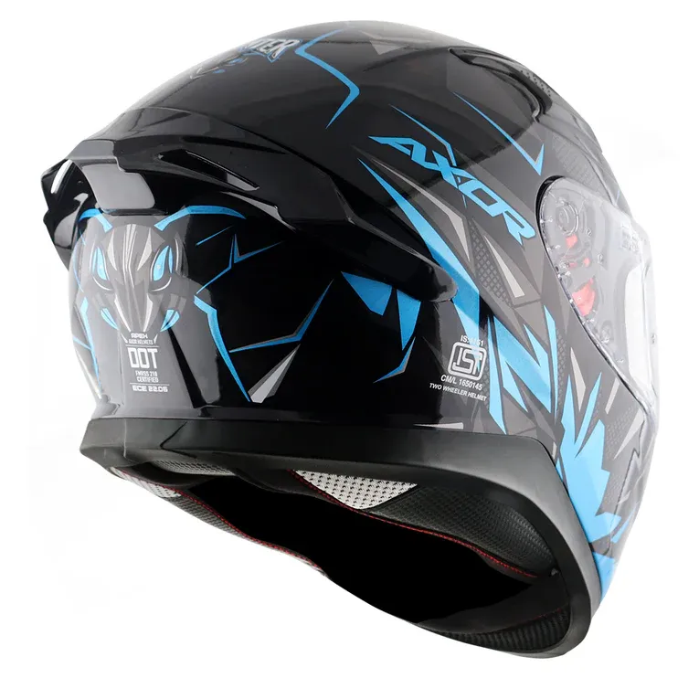 AXOR Apex Hunter Black Neon Blue Full Face Helmet