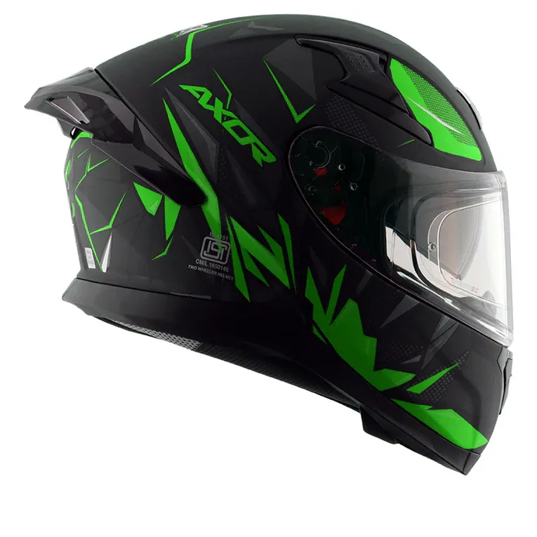 AXOR Apex Hunter Dull Black Neon Green Full Face Helmet