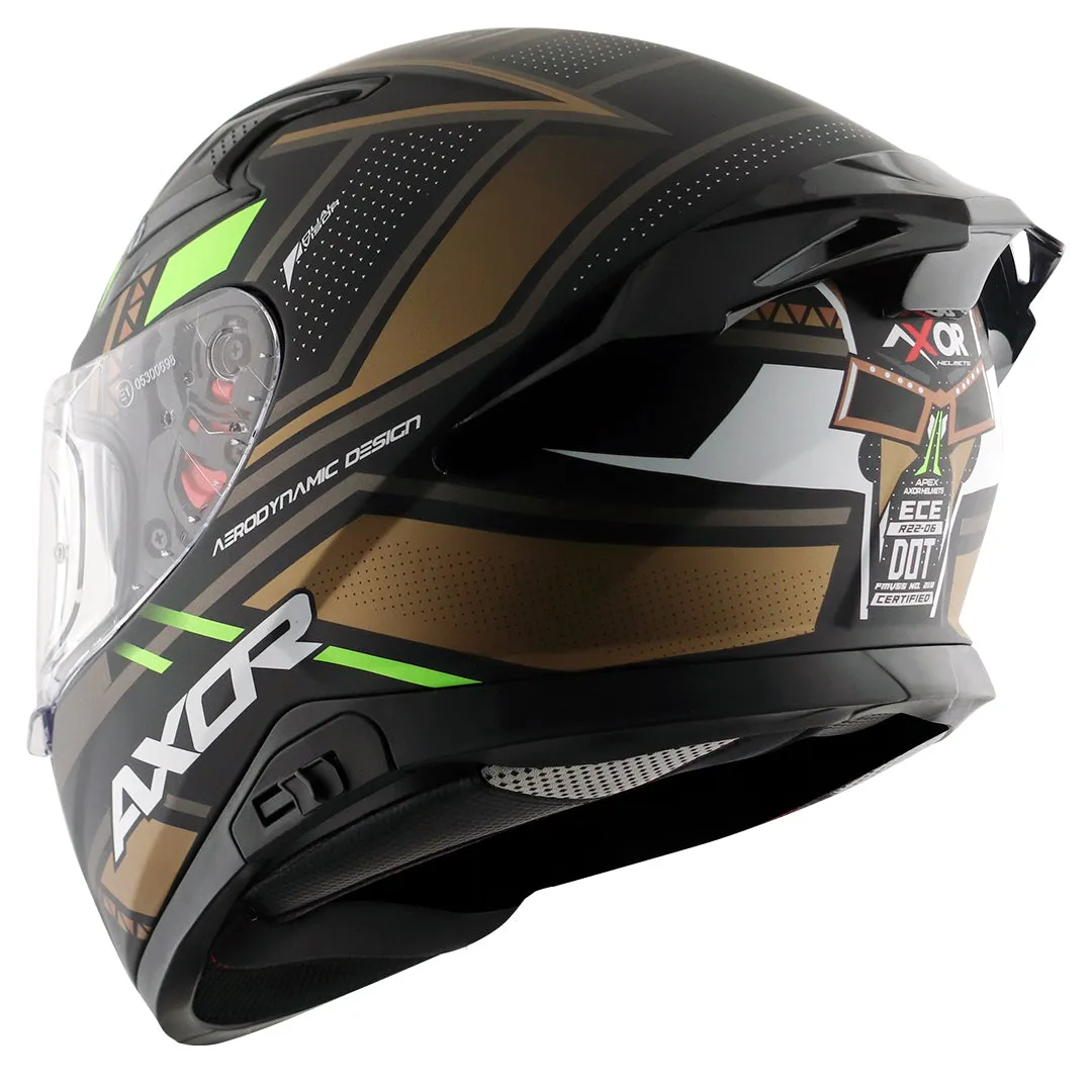 AXOR Apex Tiki Dull Black Gold Full Face Helmet