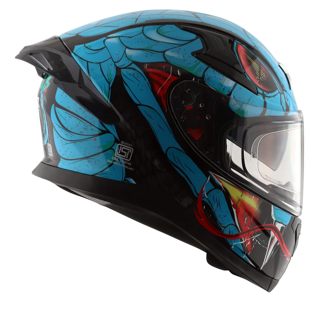 AXOR Apex Venomous Black Neon Blue Full Face Helmet