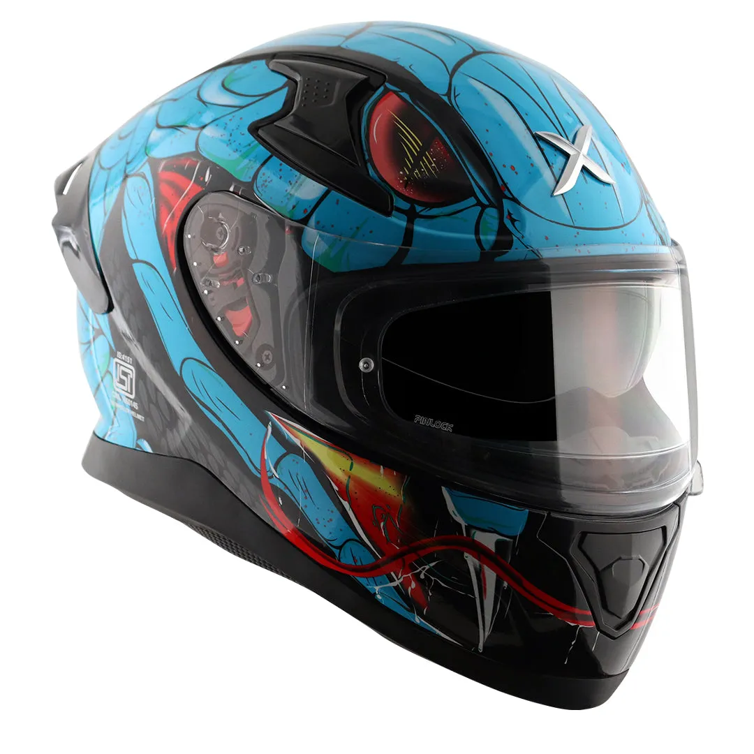 AXOR Apex Venomous Black Neon Blue Full Face Helmet