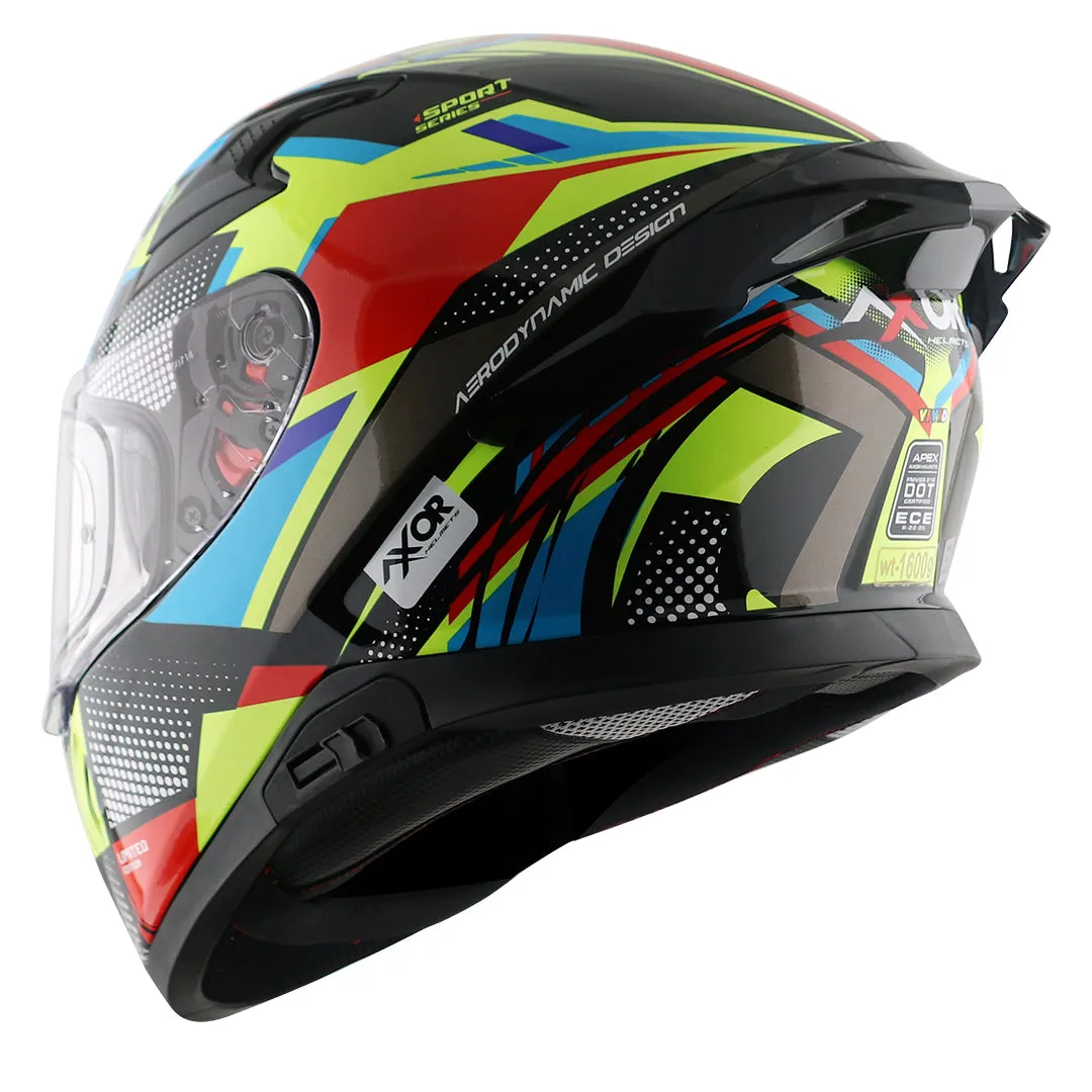 AXOR Apex Vivid Black Neon Yellow Full Face Helmet
