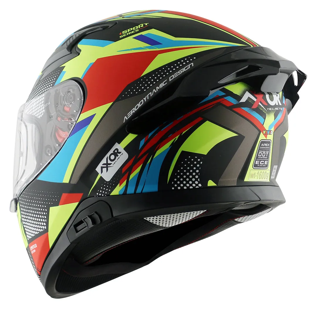 AXOR Apex Vivid Dull Black Neon Yellow Full Face Helmet