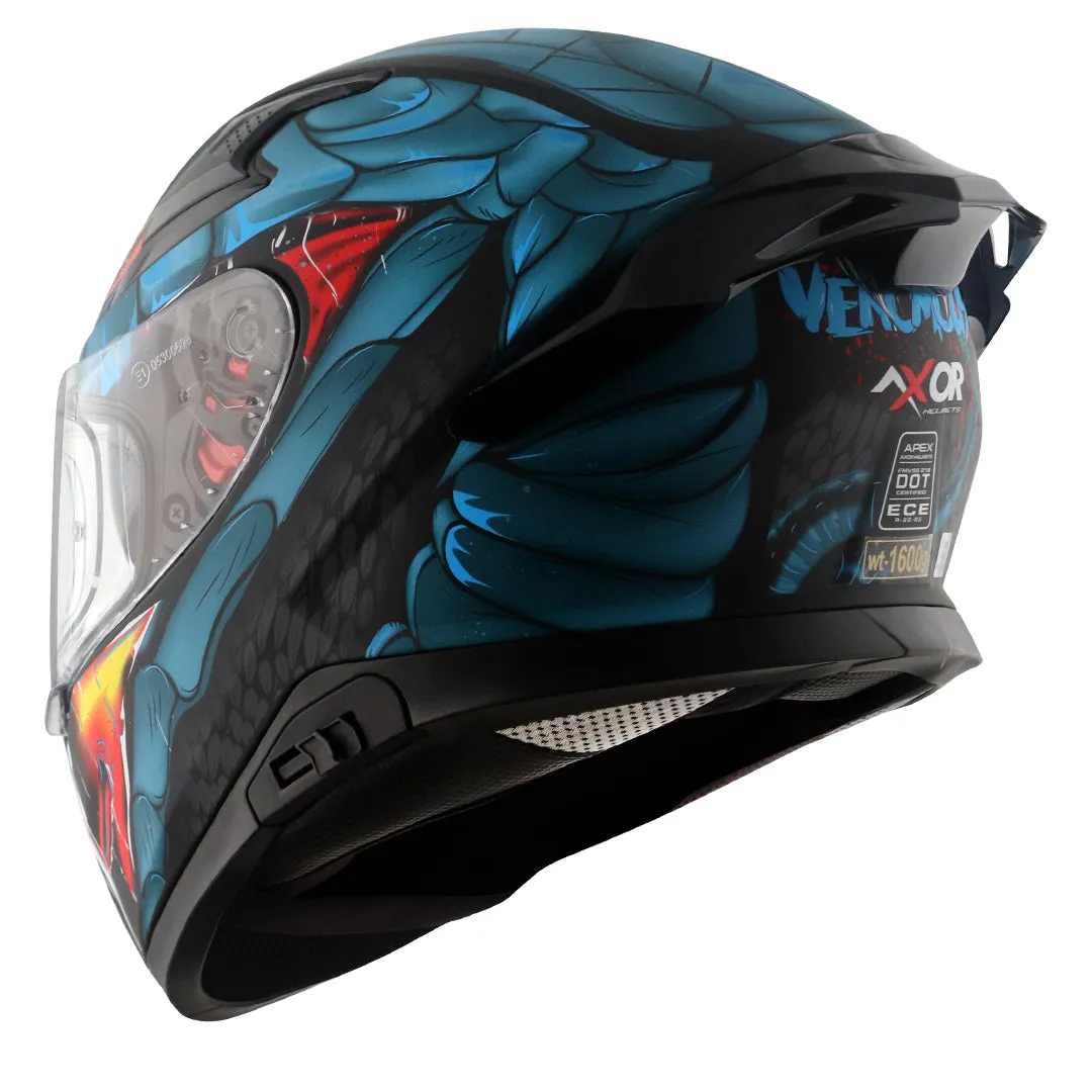 AXOR Apex Venomous Dull Balck M Blue Full Face Helmet