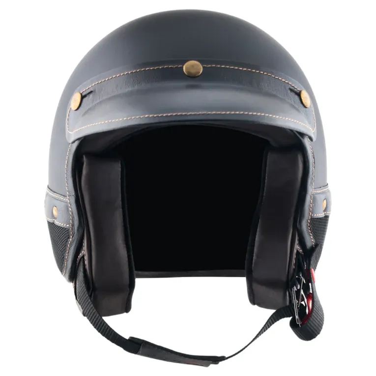 AXOR Retro Jet Alpha Dull Black Half Face Helmet