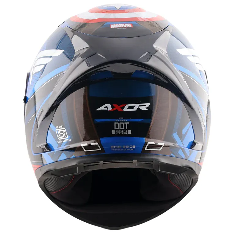 Axor Street Marvel Captain America Blue Red White Full Face Helmet