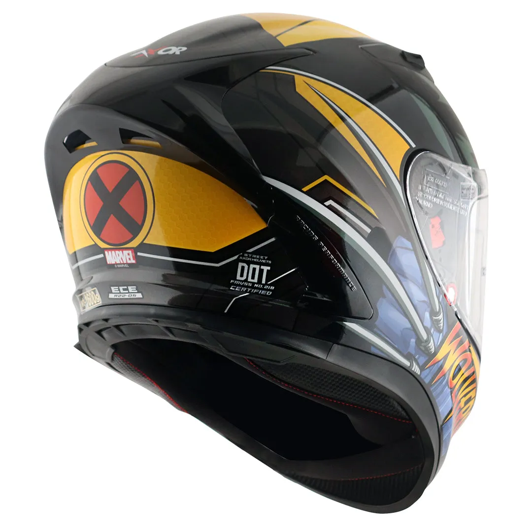 AXOR Street Marvel Wolverine Black Yellow Full Face Helmet