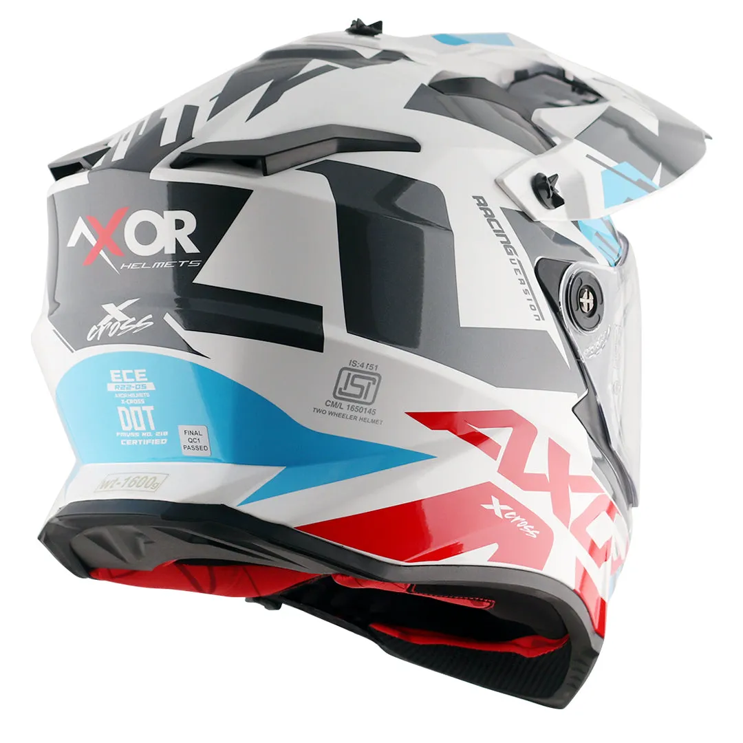 AXOR X Cross X1 Dual Visor White Red Off Road Helmet