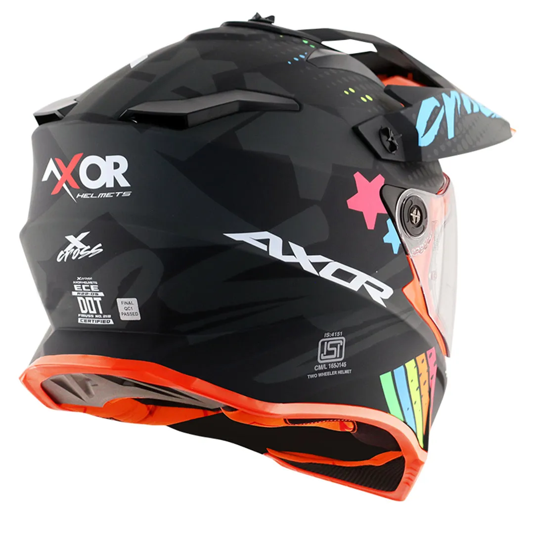 AXOR X Cross X2  Dual Visor Dull Black Grey Off Road Helmet
