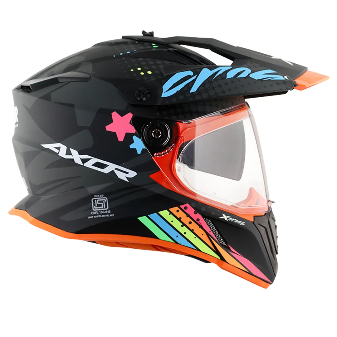AXOR X Cross X2  Dual Visor Dull Black Grey Off Road Helmet