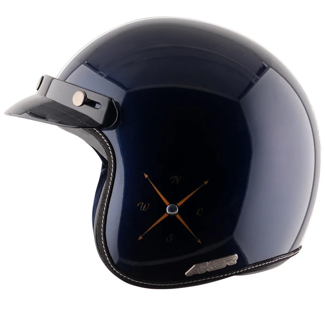 AXOR Retro Jet Euro Globe Royal Blue Half Face Helmet