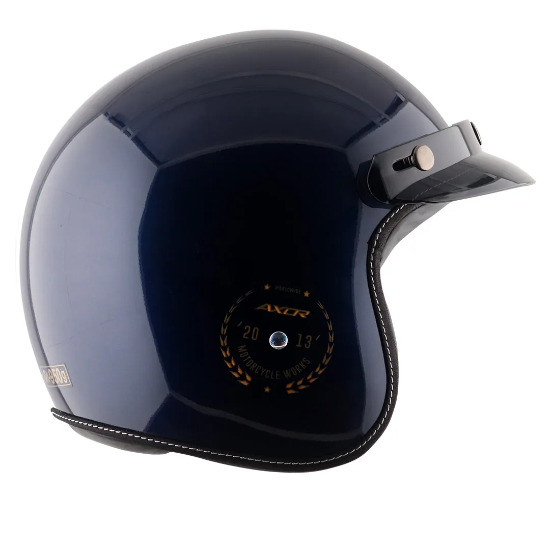 AXOR Retro Jet Euro Globe Royal Blue Half Face Helmet