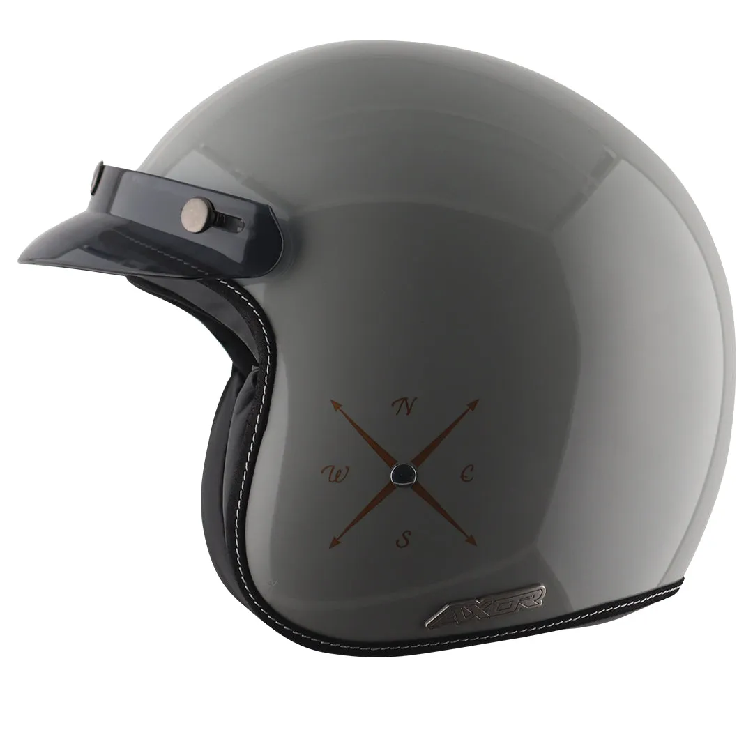 AXOR Retro Jet Euro Globe Cool Grey Half Face Helmet