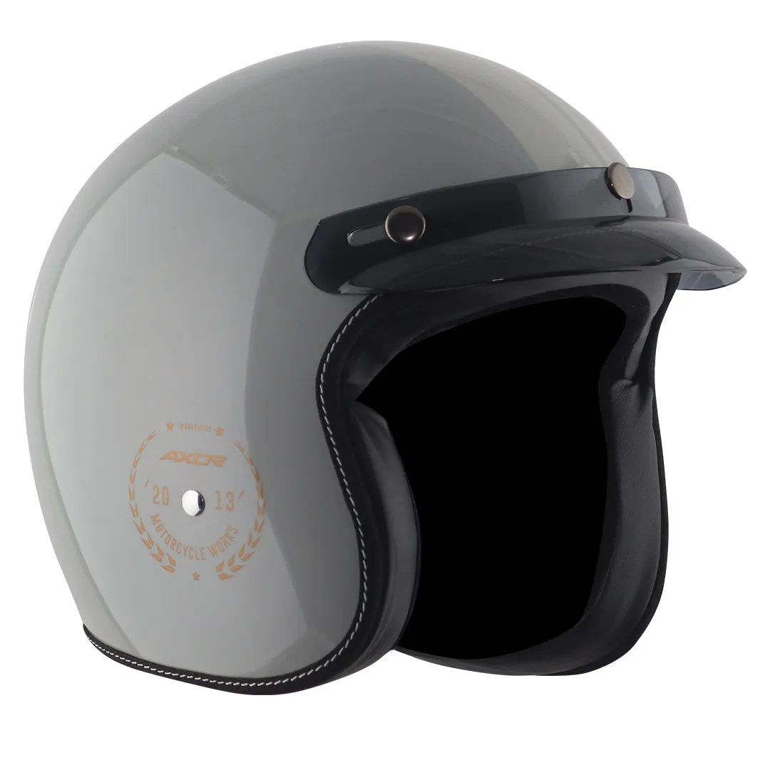 AXOR Retro Jet Euro Globe Cool Grey Half Face Helmet
