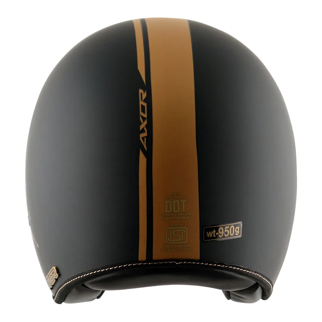 AXOR Retro Jet Euro Globe Dull Black Half Face Helmet