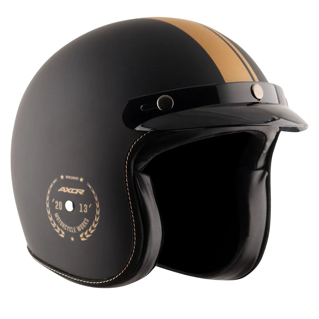 AXOR Retro Jet Euro Globe Dull Black Half Face Helmet
