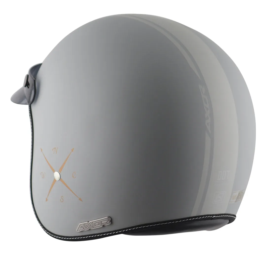 AXOR Retro Jet Euro Globe Dull Cool Grey Half Face Helmet