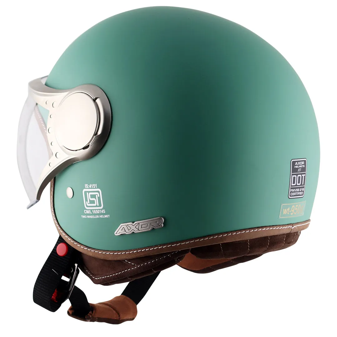 AXOR Retro Jet West Dull Aqua Green Half Face Helmet