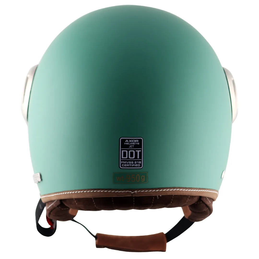 AXOR Retro Jet West Dull Aqua Green Half Face Helmet