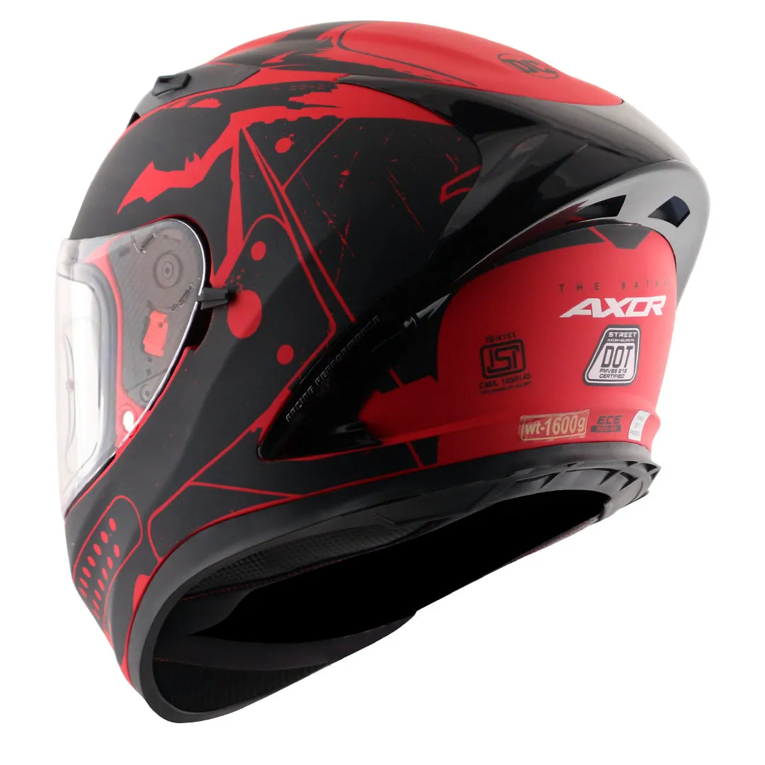AXOR Street Dc Batman Dull Red Black Full Face Helmet