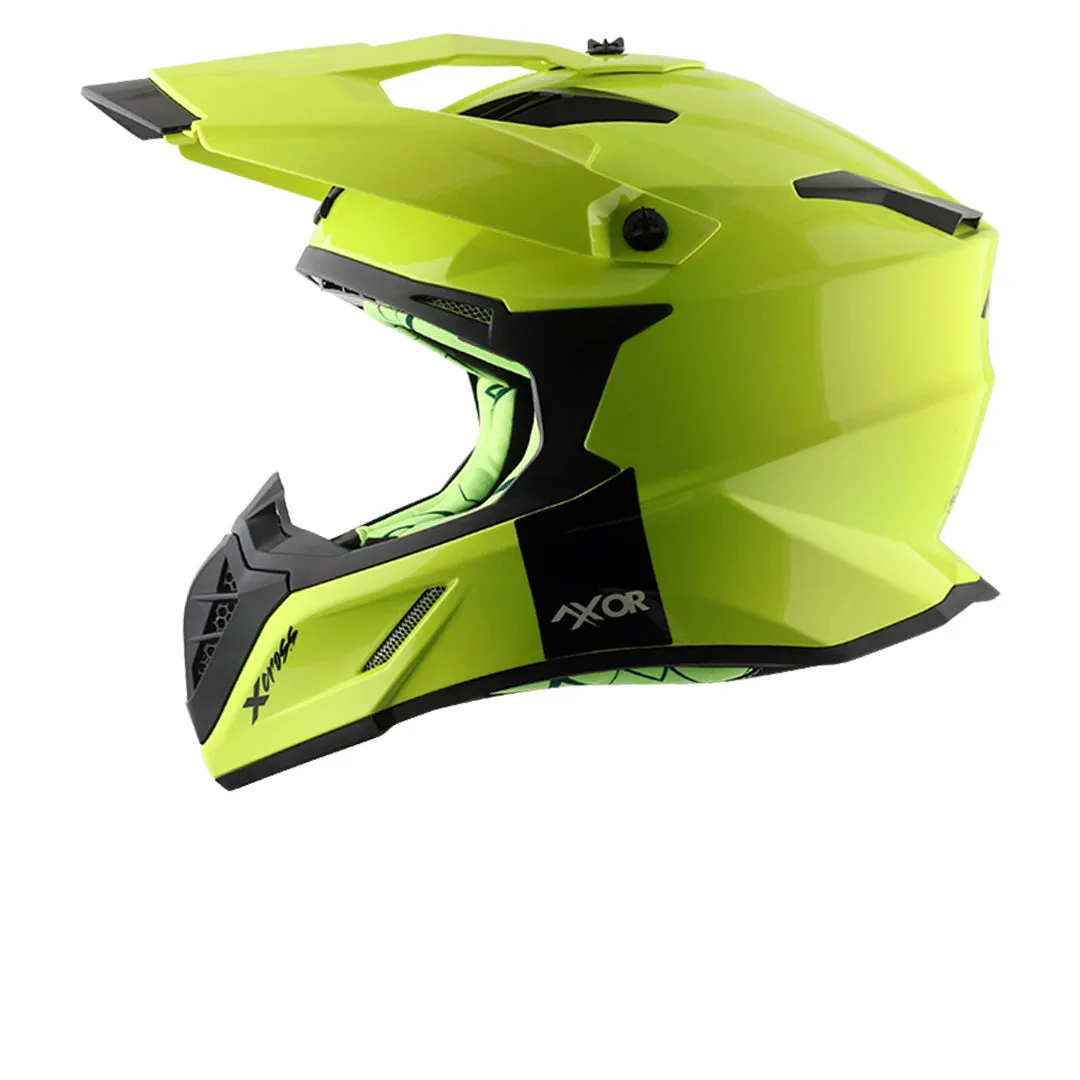 AXOR X Cross Dual Visor Sc Neon Yellow Green Off Road Helmet