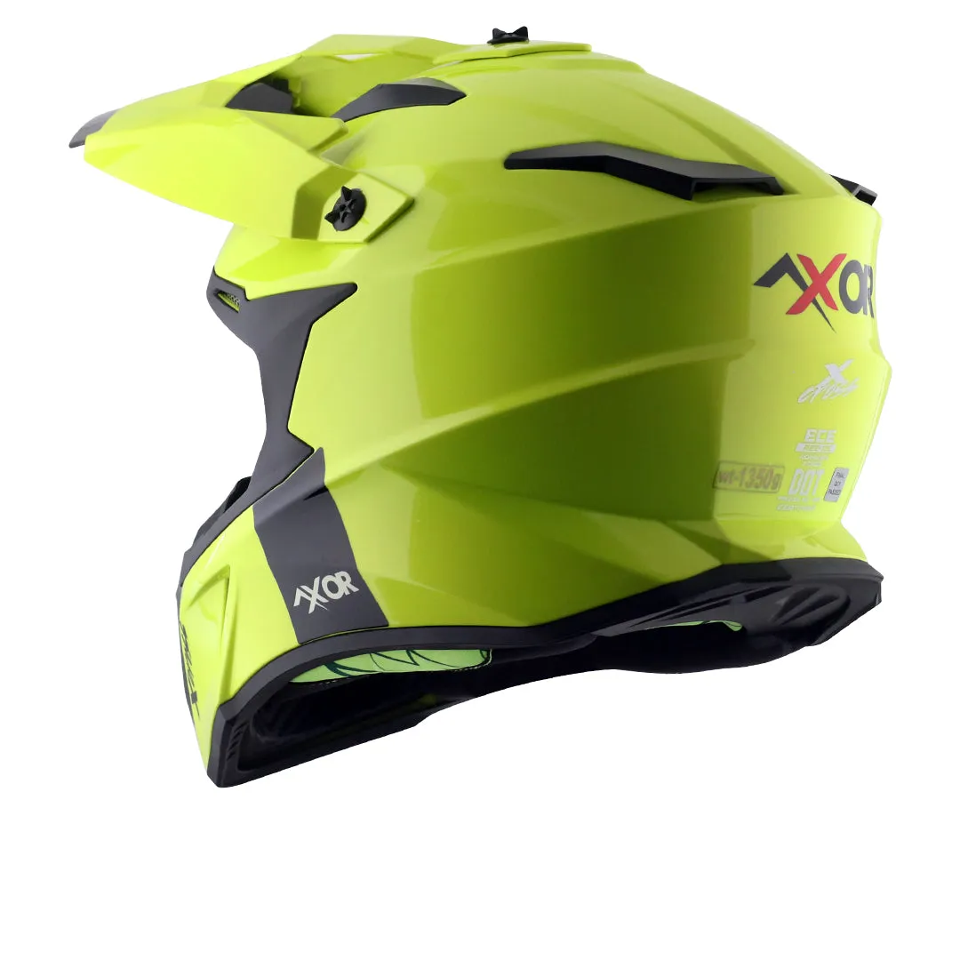 AXOR X Cross Dual Visor Sc Neon Yellow Green Off Road Helmet