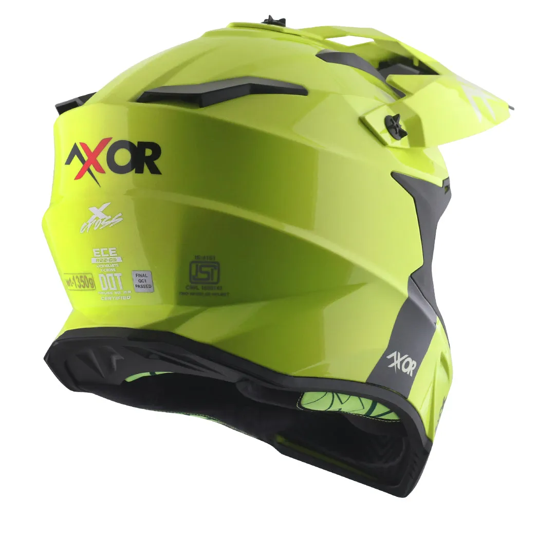 AXOR X Cross Dual Visor Sc Neon Yellow Green Off Road Helmet