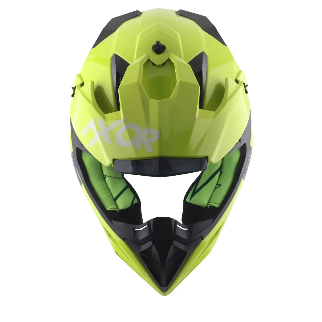 AXOR X Cross Dual Visor Sc Neon Yellow Green Off Road Helmet
