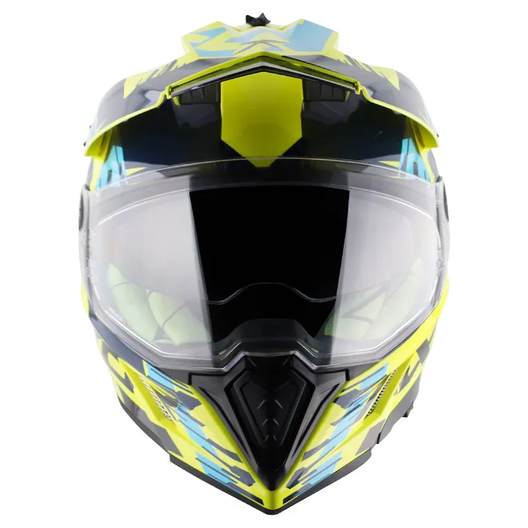 AXOR X Cross Dual Visor X1 Neon Yellow Blue Off Road Helmet