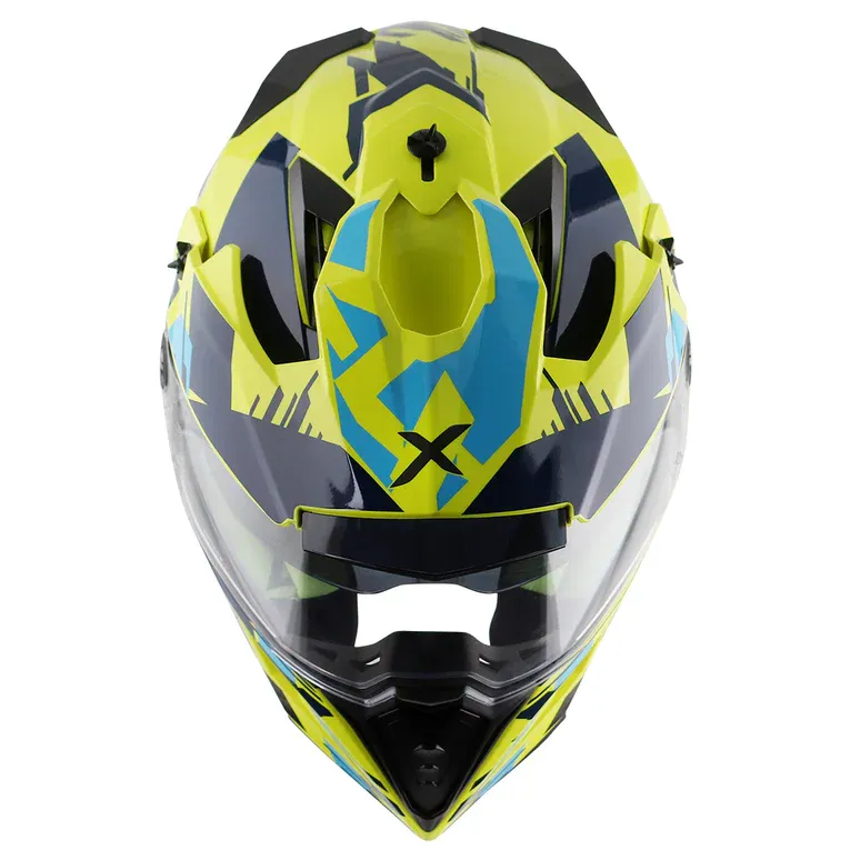AXOR X Cross Dual Visor X1 Neon Yellow Blue Off Road Helmet