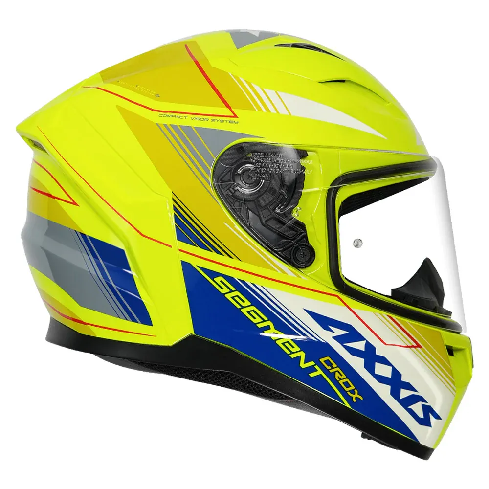 AXXIS Ff117D Sement Dot Crox D13 Gloss Fluro Yellow Full Face Helmet