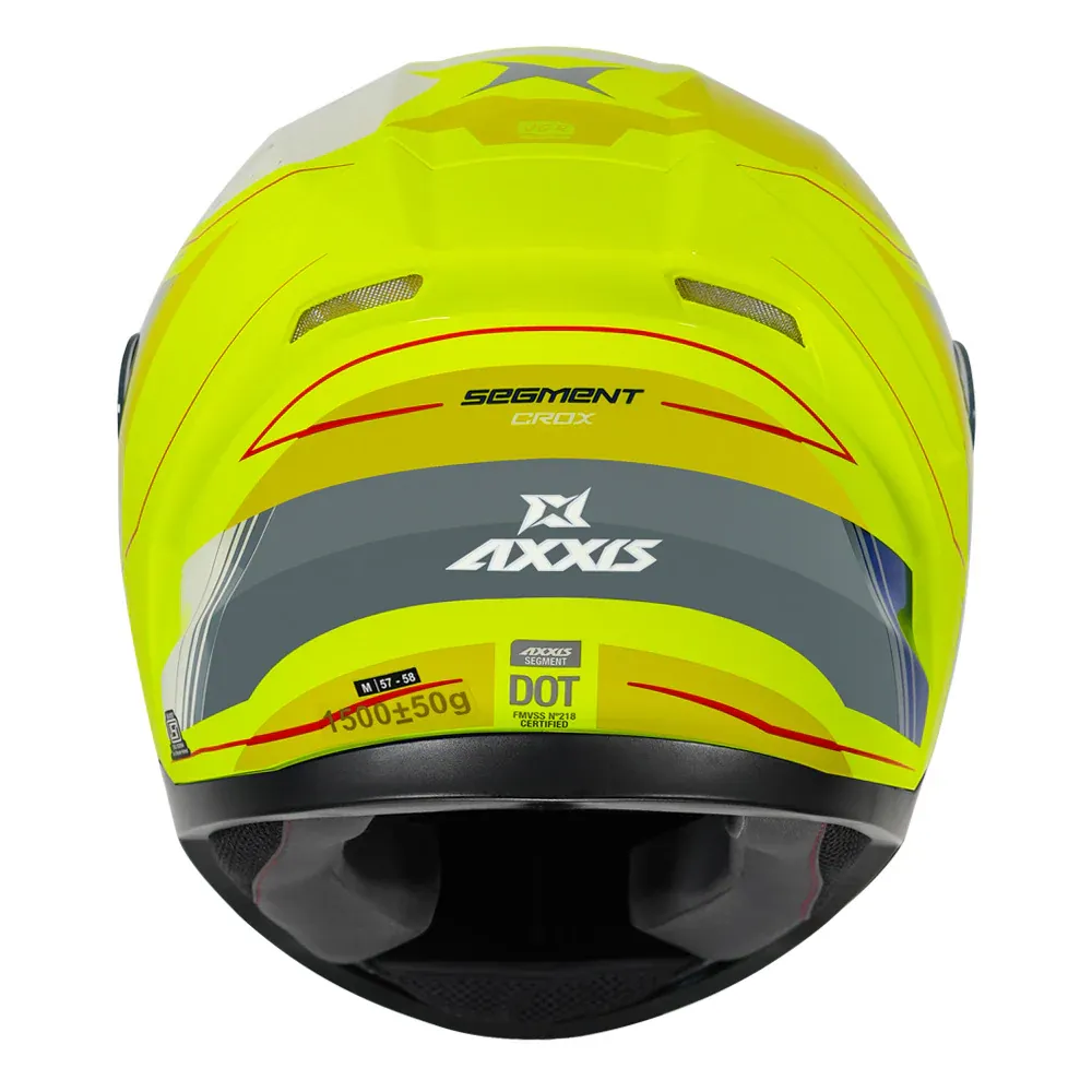 AXXIS Ff117D Sement Dot Crox D13 Gloss Fluro Yellow Full Face Helmet