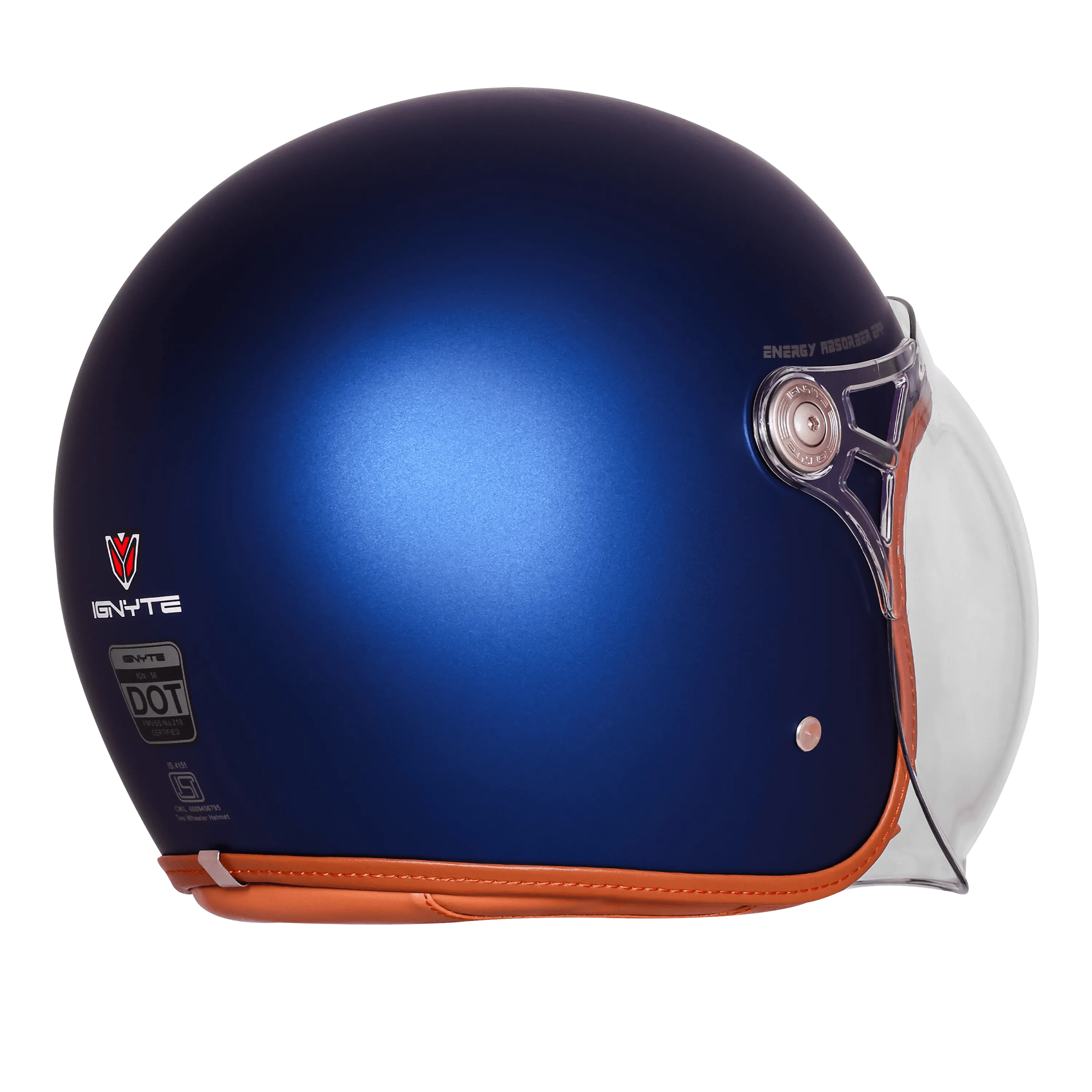 Ignyte Ign 58 Armada Blue Light Orange Half Face Helmet