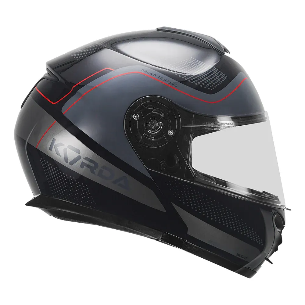 KORDA Discovery Wave Gloss Black Red Full Face Helmet