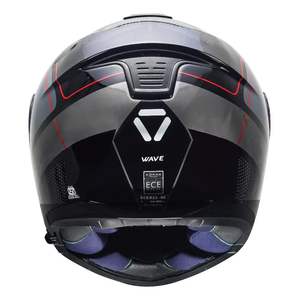 KORDA Discovery Wave Gloss Black Red Full Face Helmet