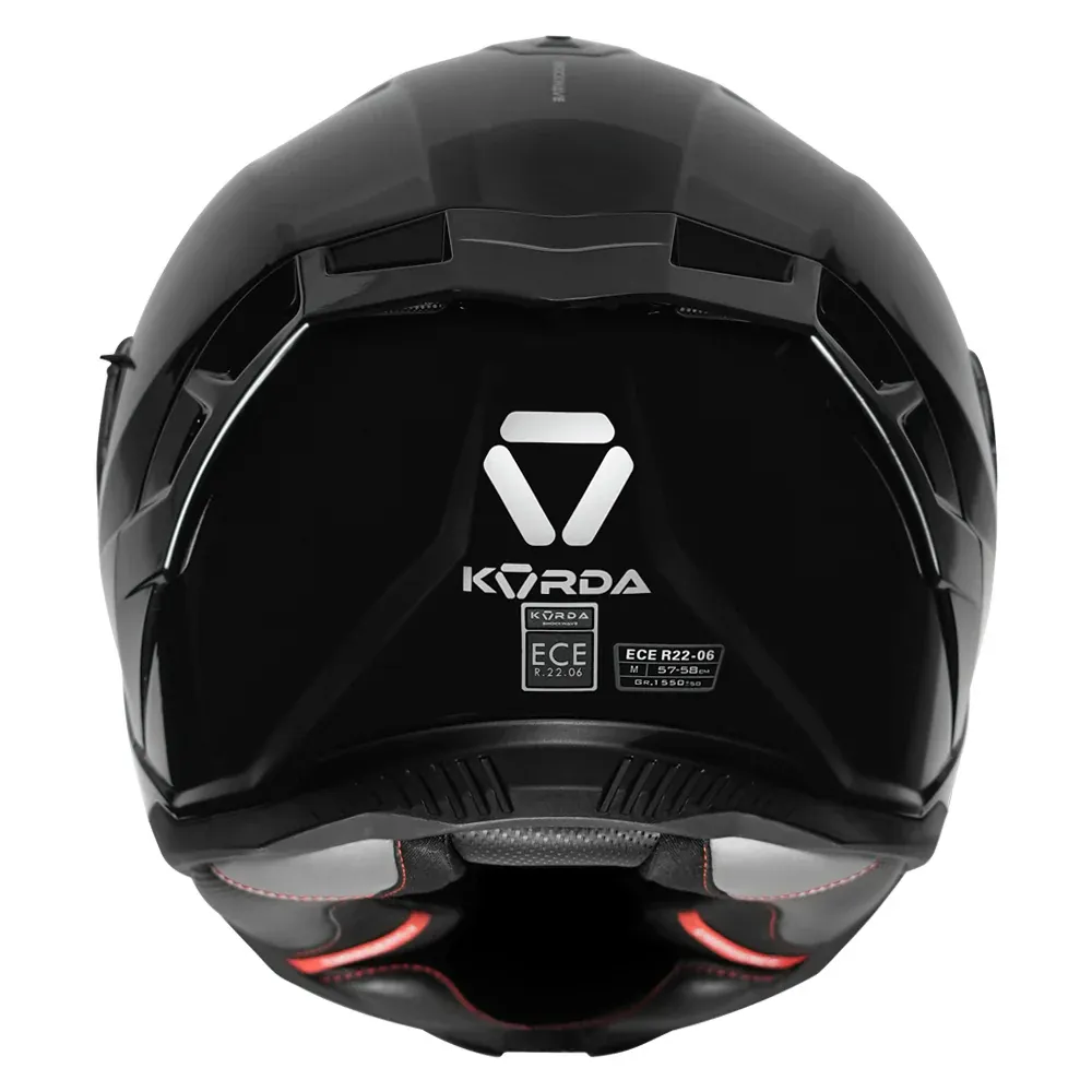KORDA Shockwave Sold Gloss Black Full Face Helmet