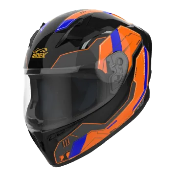 RIDEX Polaris Racer Pumpkin Glossy Black Orange Full Face Helmet