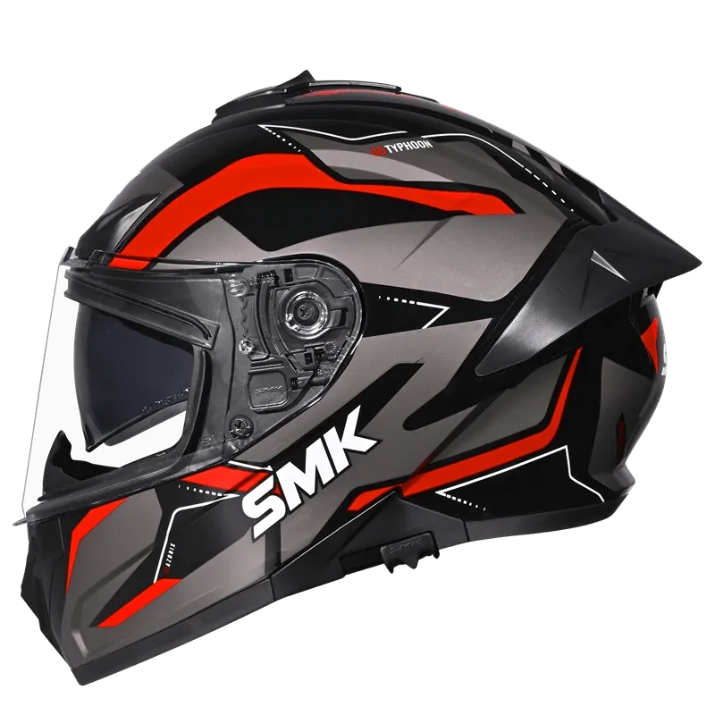 SMK Typhoon Azonix MA263 Black Grey Red Full Face Helmet