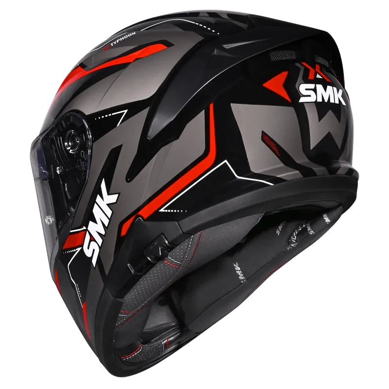 SMK Typhoon Azonix MA263 Black Grey Red Full Face Helmet