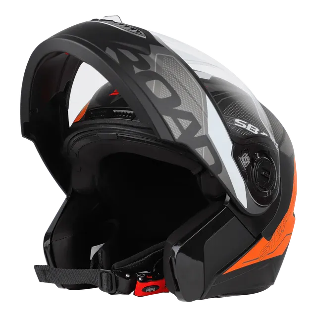 STEELBIRD Sba 7 Iss Road Glossy Black Orange Full Face Helmet