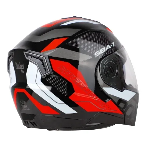STEELBIRD Sba 7 Iss Road Glossy Black Red Md Clear Inner Full Face Helmet