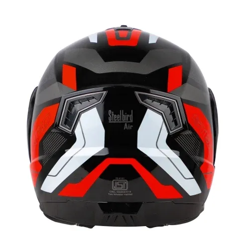 STEELBIRD Sba 7 Iss Road Glossy Black Red Md Clear Inner Full Face Helmet