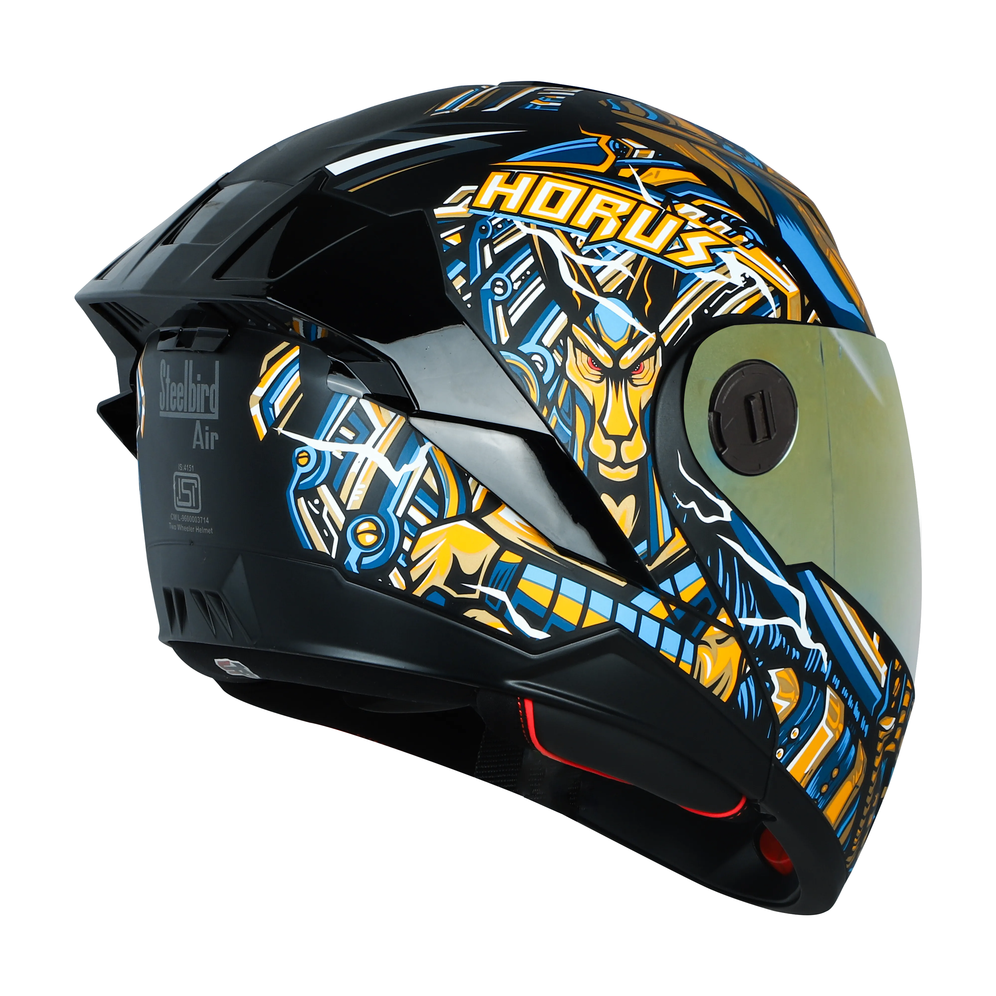 STEELBIRD Sba 8 Horus Black Gold Flip Up Helmet